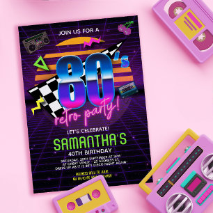 80s Retro Birthday Party Invitation