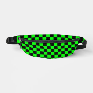 80s RETRO BLACK GREEN CHECKERBOARD FANNY PACK
