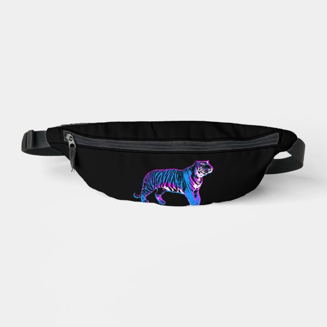 80s RETRO BLUE TIGER FANNY PACK (Front)