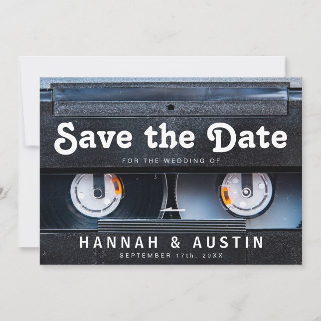 80s Retro Cassette 1980s Wedding Save the Date (Front)