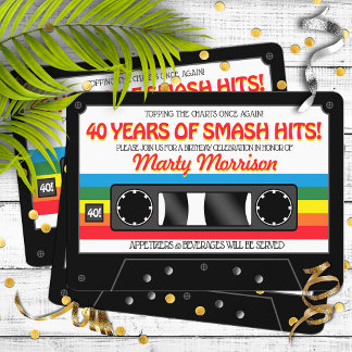 80's Retro Cassette Birthday Party Invitation