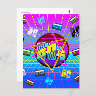 80's Retro Cassette Tape Old School Postcard
