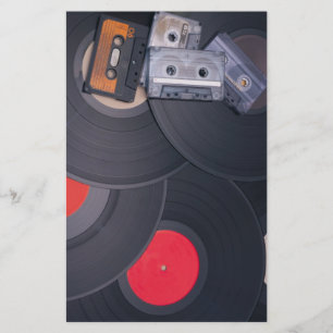 80's Retro Cassette Tapes and Vinyl Records Stationery