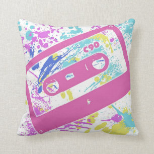 80's Retro Cassette Throw Pillow