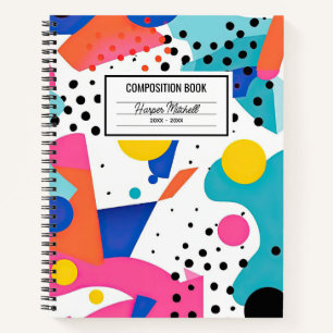 80's Retro Colorful Shapes Composition Notebook