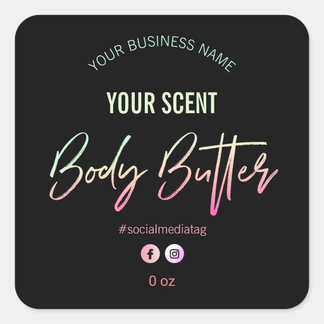 80's Retro Coloured Script Body Butter Labels (Front)