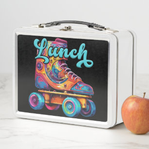 80s Retro Colourful Roller Skates Metal Lunch Box