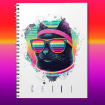 80s Retro Cool Cat with Sweatband and Sunglasses