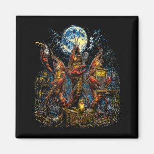 80s Retro Crawfish Band Moon Cajun Seafood Magnet
