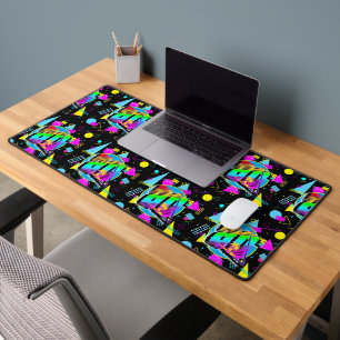 80'S RETRO FASHION STYLE COLORFUL SHAPES DESK MAT