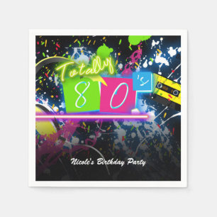 80's Retro Fun Birthday Party Neon Glow Splatter Napkin