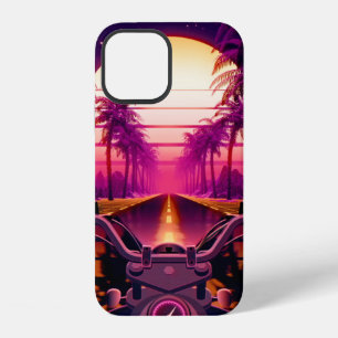 80s retro futuristic sci-fi background with motorc iPhone 12 case