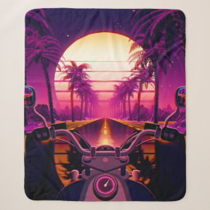 80s retro futuristic sci-fi background with motorc sherpa blanket
