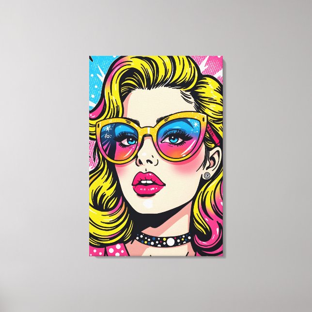 80s Retro Glam Pop Art Canvas Print (Front)