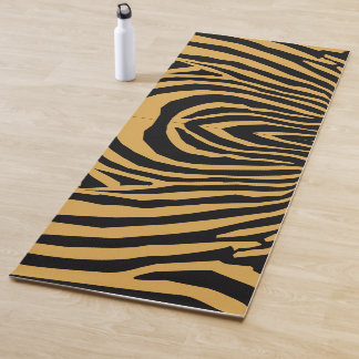 80s RETRO GOLD & BLACK ANIMAL PRINT STRIPE PATTERN Yoga Mat