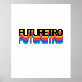 80s Retro Modern Text  With Rainbow Shadow Effect Poster