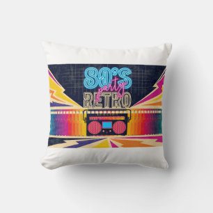 80s, retro music party. Old style poster. Disco fl Cushion