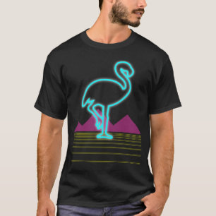 80's retro neon pink flamingo bird T-Shirt