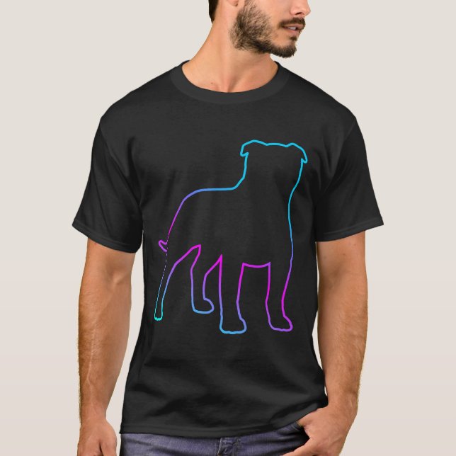 80s Retro Neon Sign Pit Bull Dog T-Shirt (Front)