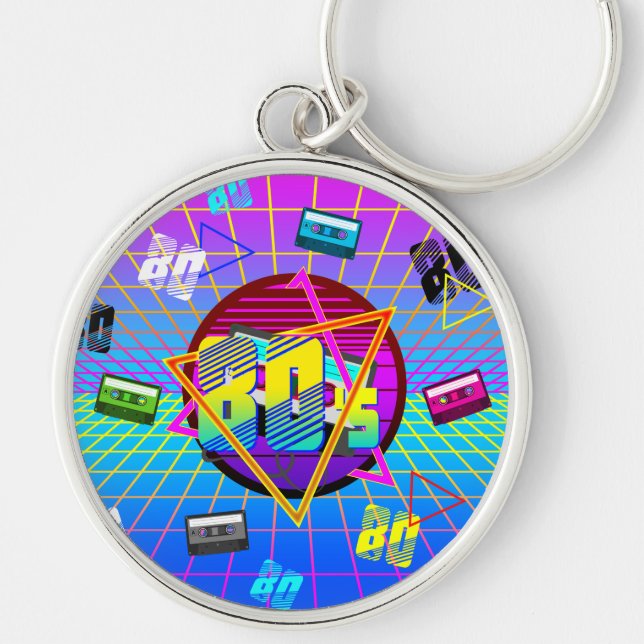 80's RETRO OLD SCHOOL CASSETTE TAPE    Key Ring (Front)
