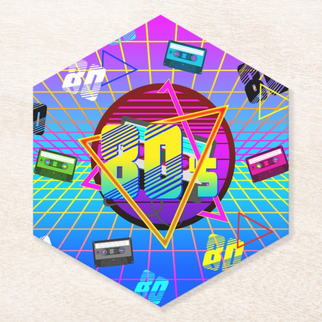 80's RETRO OLD SCHOOL CASSETTE TAPE Paper Coaster (Front)
