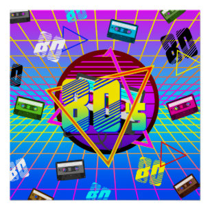 80's RETRO OLD SCHOOL CASSETTE TAPE     Poster