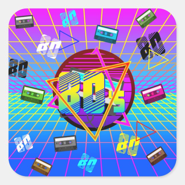 80's RETRO OLD SCHOOL CASSETTE TAPE      Square Sticker (Front)