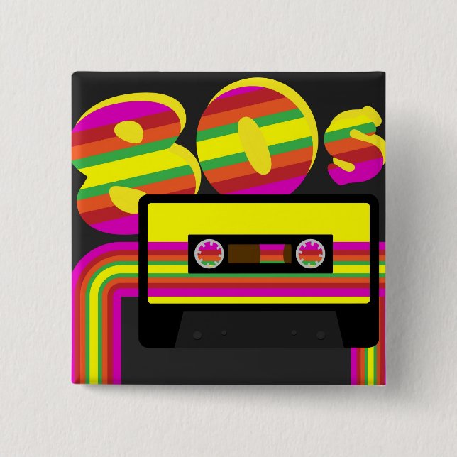 80s Retro Party 15 Cm Square Badge (Front)