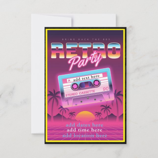 80's Retro Party Invitation Flat Card (Front)