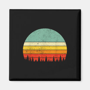 80s Retro Pine Trees Wildlife Nature Vintage Fores Magnet