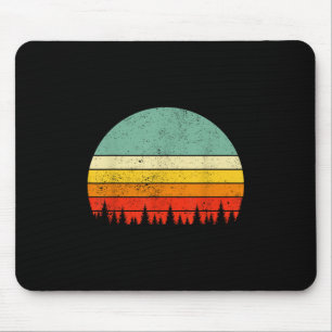 80s Retro Pine Trees Wildlife Nature Vintage Fores Mouse Mat