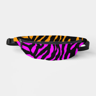 80s RETRO PINK ORANGE TIGER STRIPES FANNY PACK