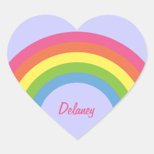 80's Retro Rainbow Heart Name Stickers