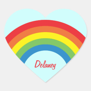 80's Retro Rainbow Heart Name Stickers