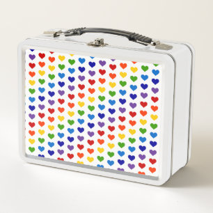 80's Retro Rainbow Hearts Metal Lunch Box