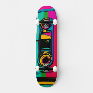 80s retro style cassette pop art skateboard