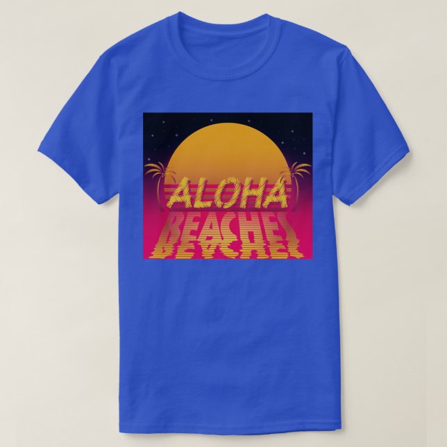 80s Retro Sunset Aloha Beaches T-Shirt (Design Front)