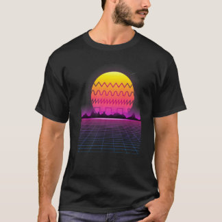 80s Retro Sunset Synthesizer  Synthwave Waveform T-Shirt