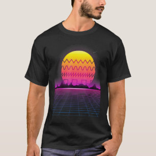 80s Retro Sunset Synthesizer Synthwave Waveform T-Shirt