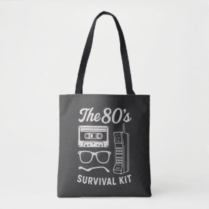 80s Retro Survival Kit Nostalgia Aesthetic Design Tote Bag