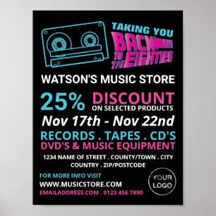 80's Retro Tape, Music Store Advertising Poster