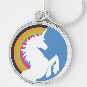 80's Retro Unicorn and Rainbow Keychain