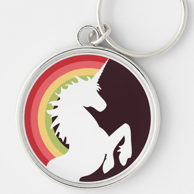 80's Retro Unicorn and Rainbow Keychain (Front)