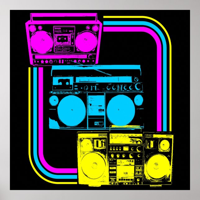 80s RETRO VINTAGE BOOMBOX RADIO POSTER (Front)