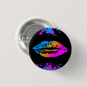 80s RETRO VINTAGE NEW WAVE LIPS SPLATTER LOVE PIN