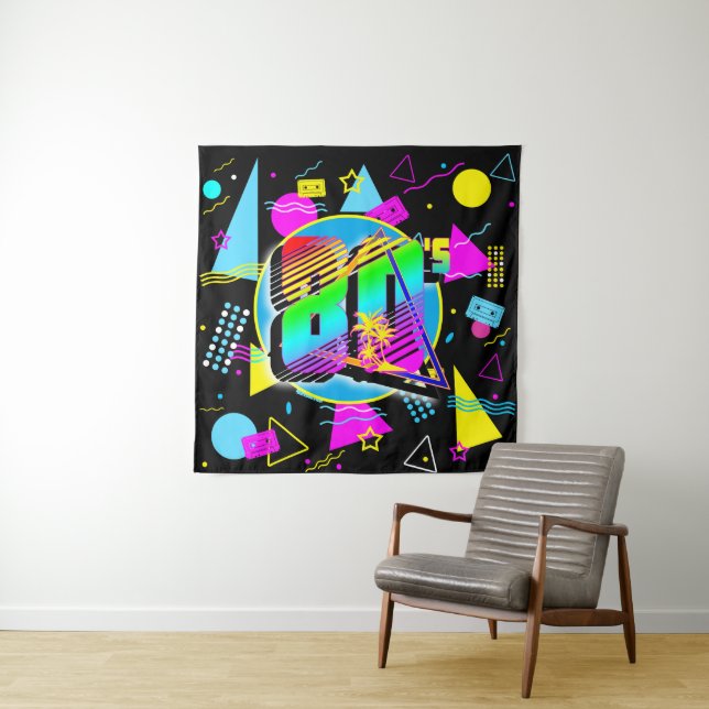 80'S RETRO VINTAGE OLD SCHOOL STYLE TAPESTRY (In Situ)