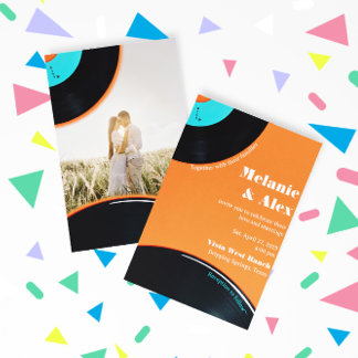80s Retro Vinyl Record Photo Save The Date Invitation