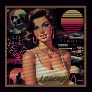 80s Retrowave Girl Poster