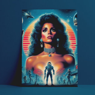 80s Retrowave Sci-fi Woman Postcard