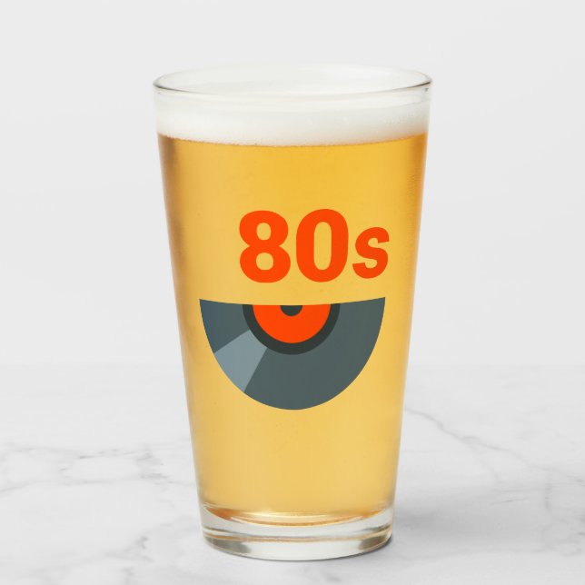 80s Rock 1980s Music Record Glass (Front Filled)